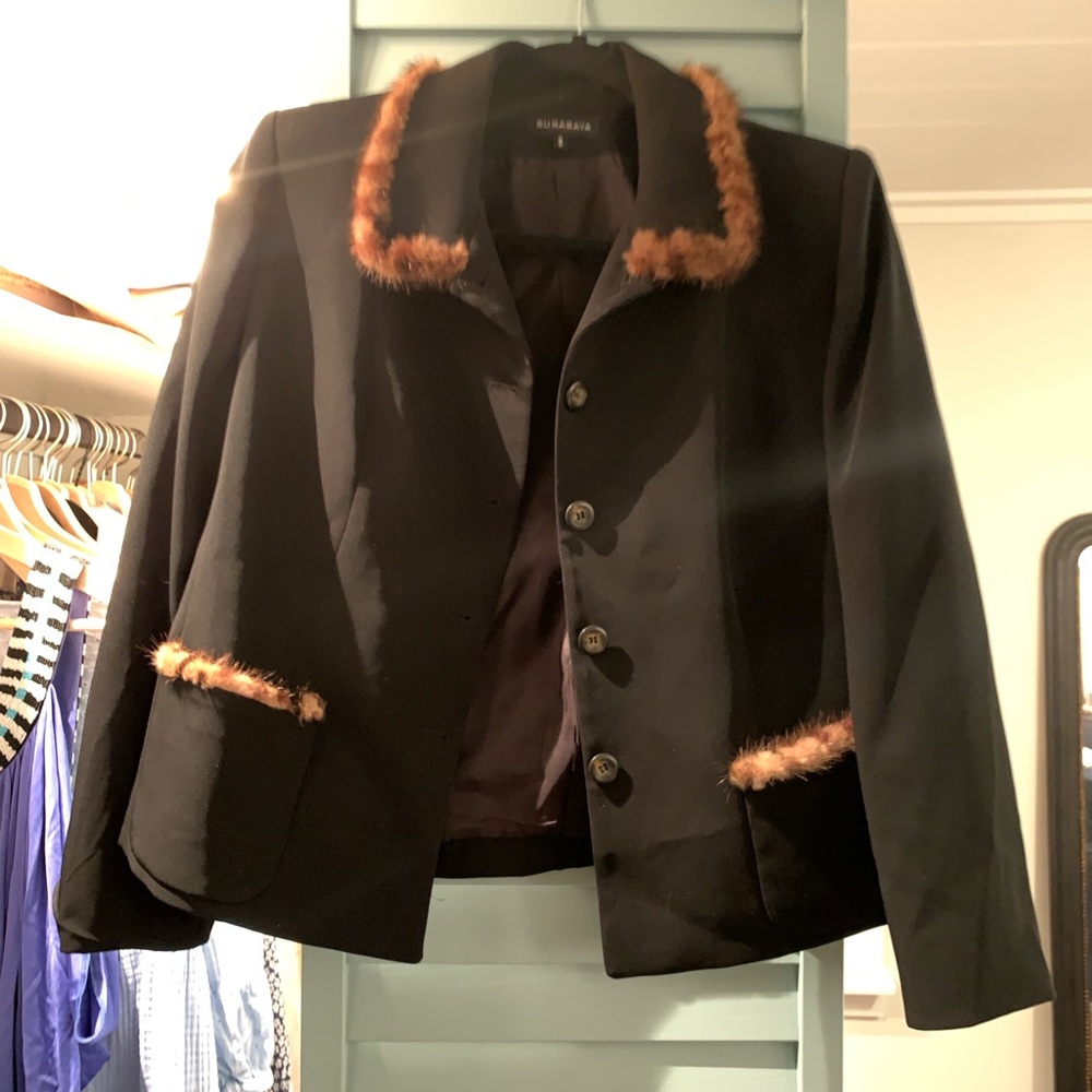 Black jacket with mink lining